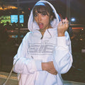 Letter Rhinestone Zip Hoodie — Fleece Lined Streetwear