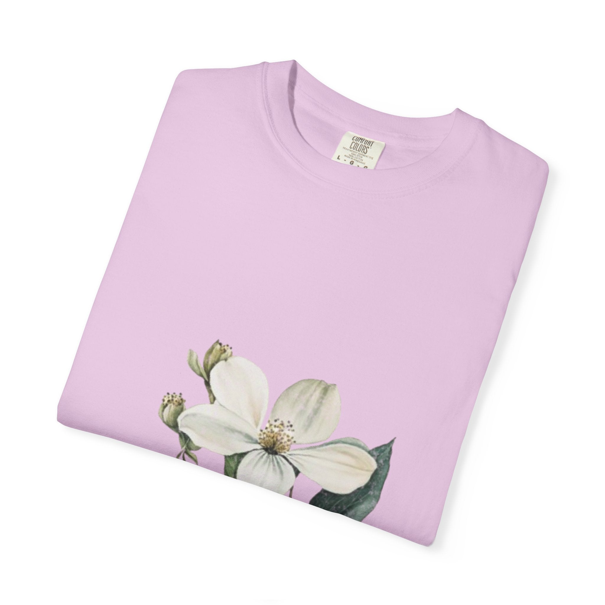Floral Dogwood Tee — White Botanical Graphic T-Shirt