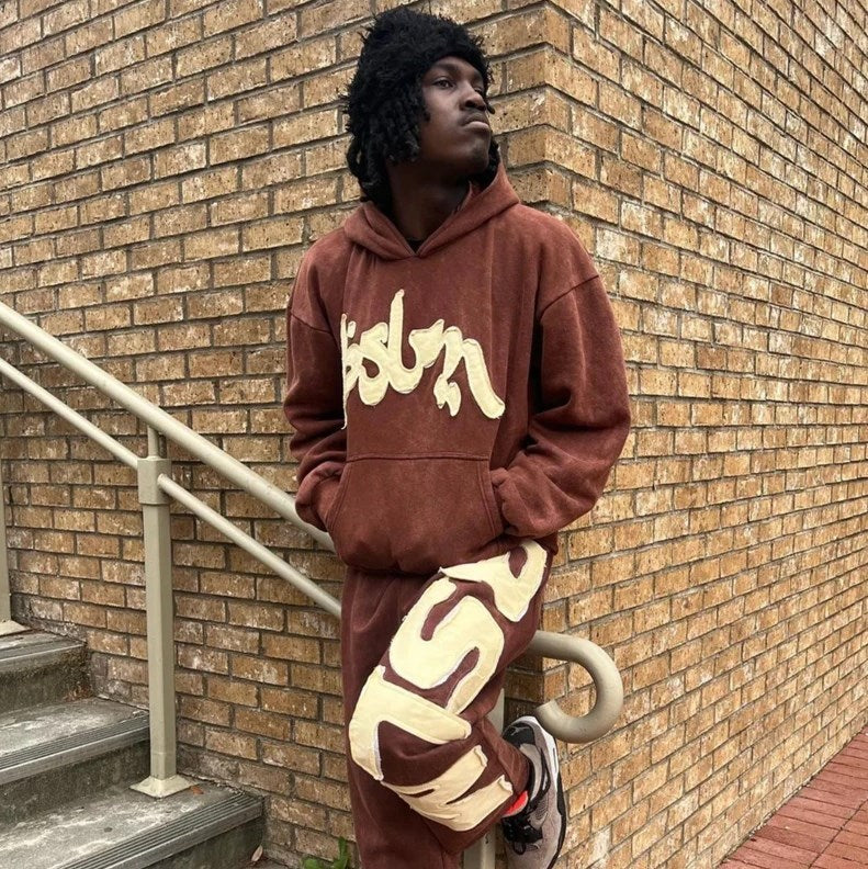 3D Letter Print Hoodie Set — Unisex American Streetwear