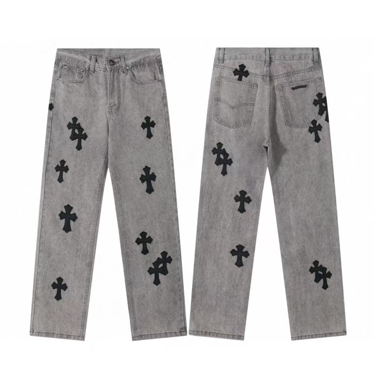 Chrome Cross Label Washed Jeans — Couple Loose Fit