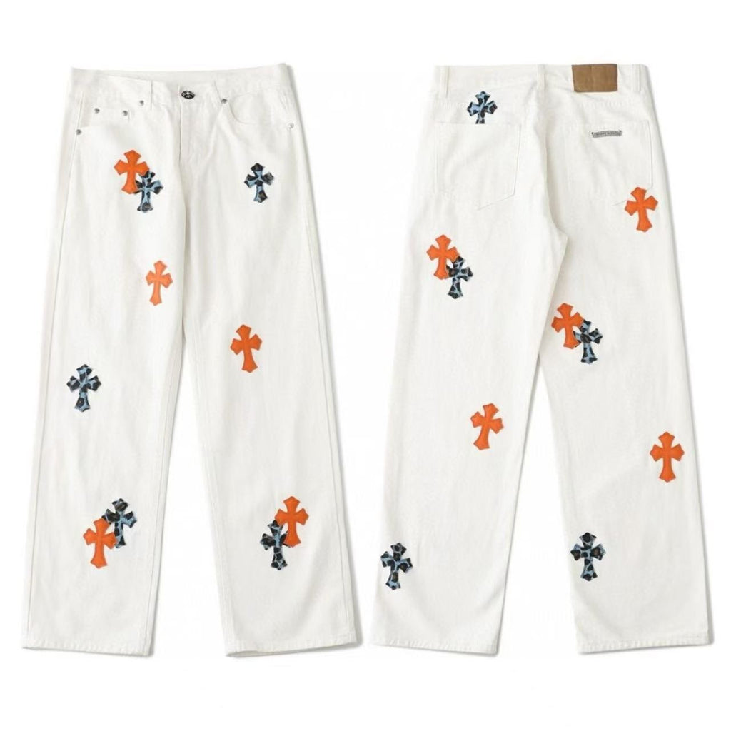 Chrome Cross Label Washed Jeans — Couple Loose Fit