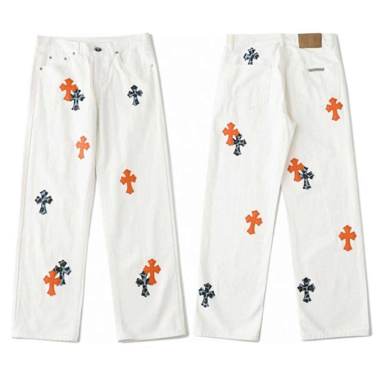 Chrome Cross Label Washed Jeans — Couple Loose Fit