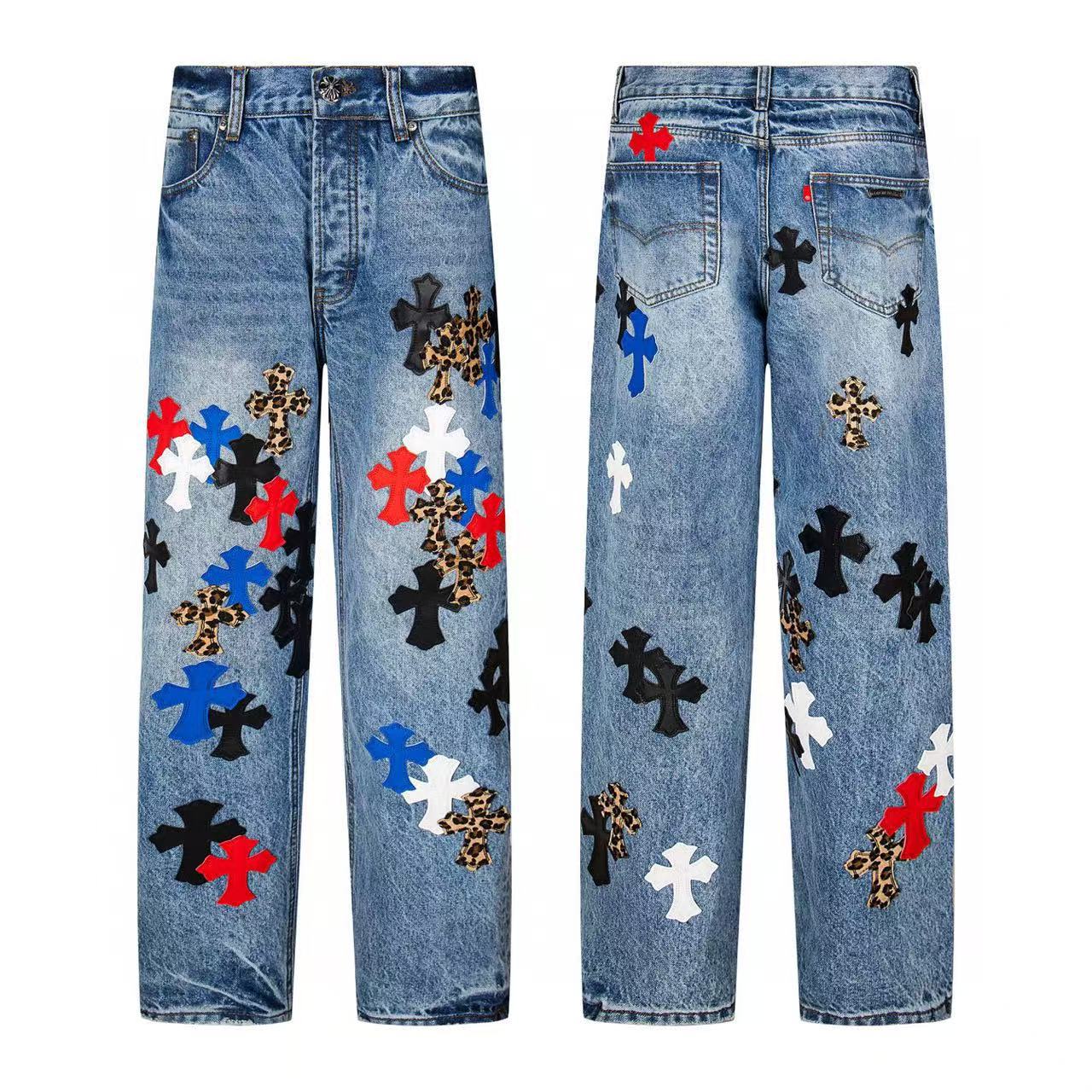 Chrome Cross Label Washed Jeans — Couple Loose Fit