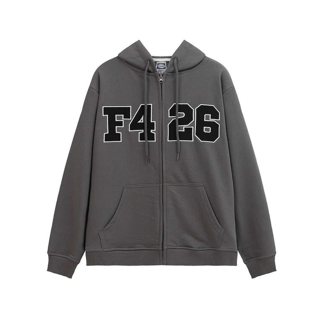 Embroidered Zip Hoodie