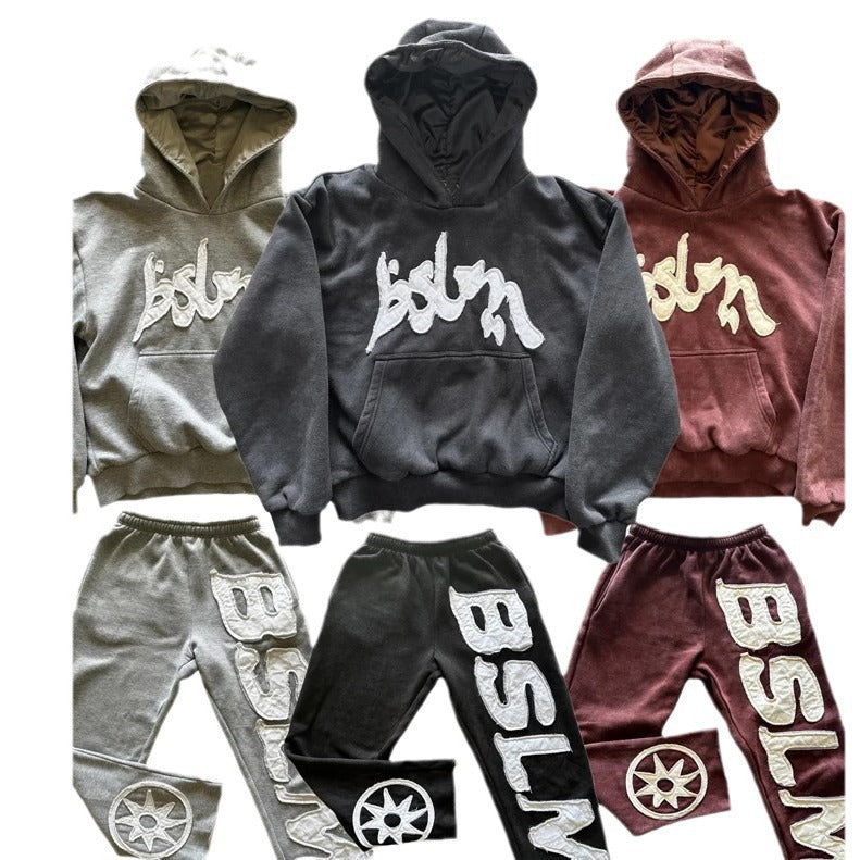 3D Letter Print Hoodie Set — Unisex American Streetwear