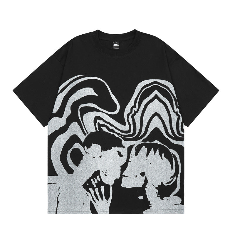 Skull Couple Graphic Tee — Dark Series Oversized