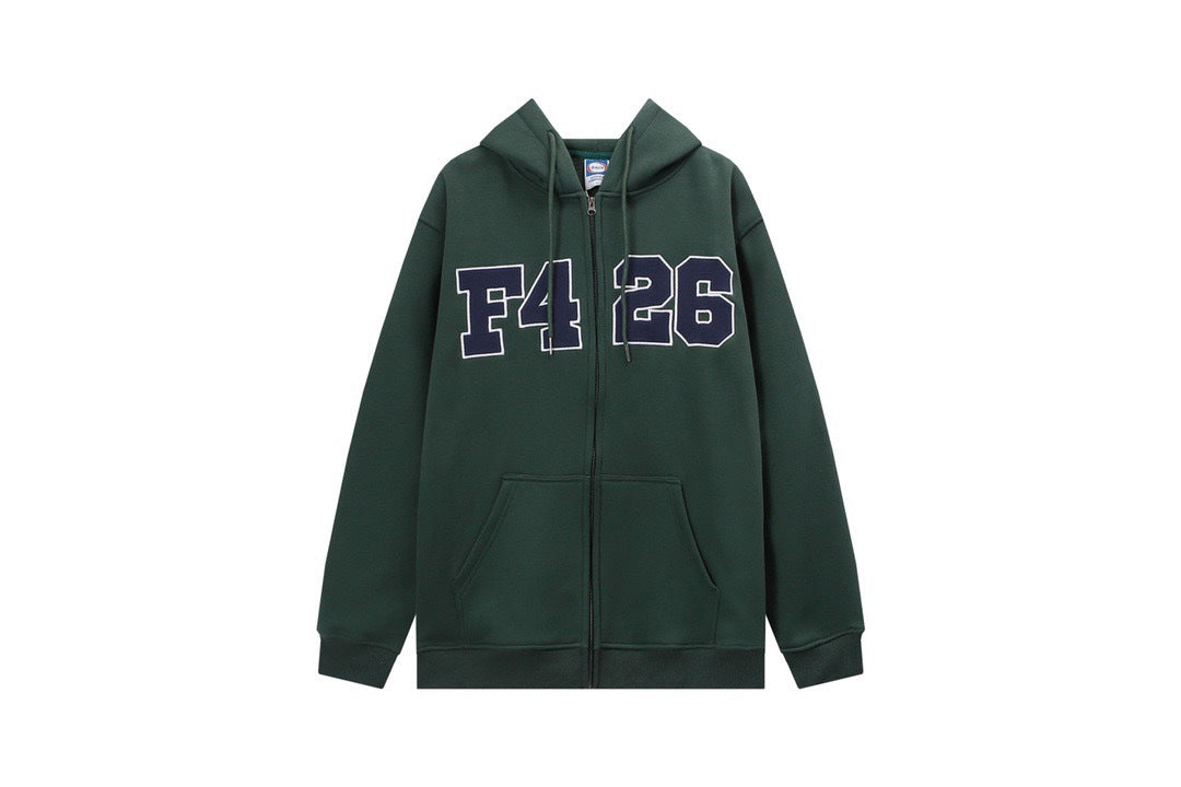 Embroidered Zip Hoodie