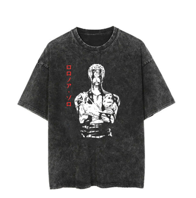 Cartoon Print Washed Tee — Oversized Unisex