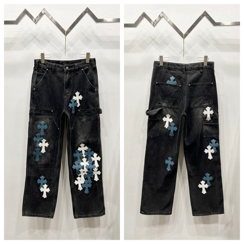 CH Cross Patchwork Jeans — Unisex American Loose Fit