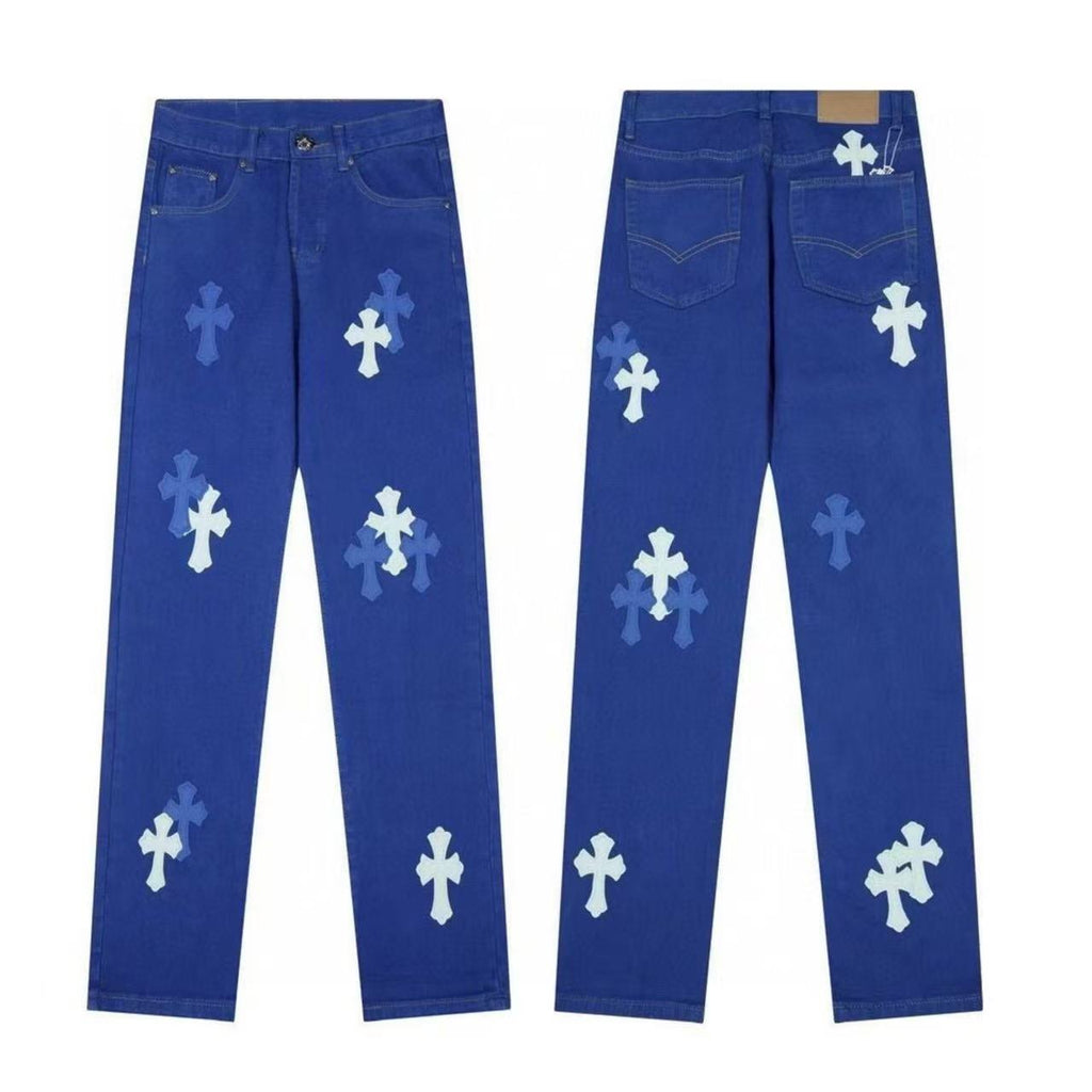 Chrome Cross Label Washed Jeans — Couple Loose Fit