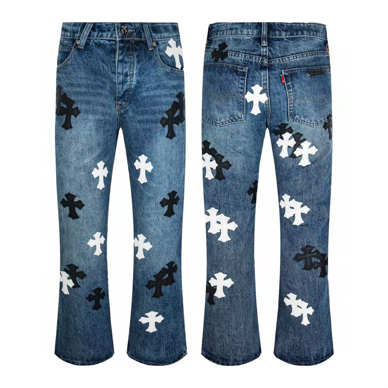 Chrome Cross Label Washed Jeans — Couple Loose Fit