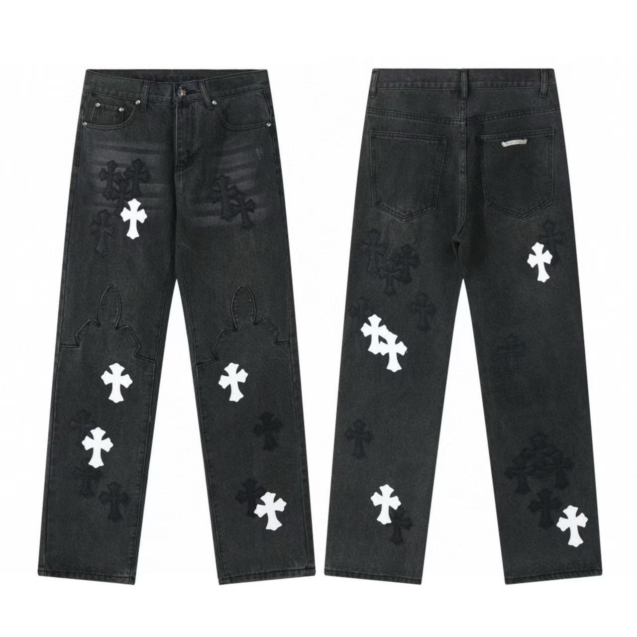 Chrome Cross Label Washed Jeans — Couple Loose Fit