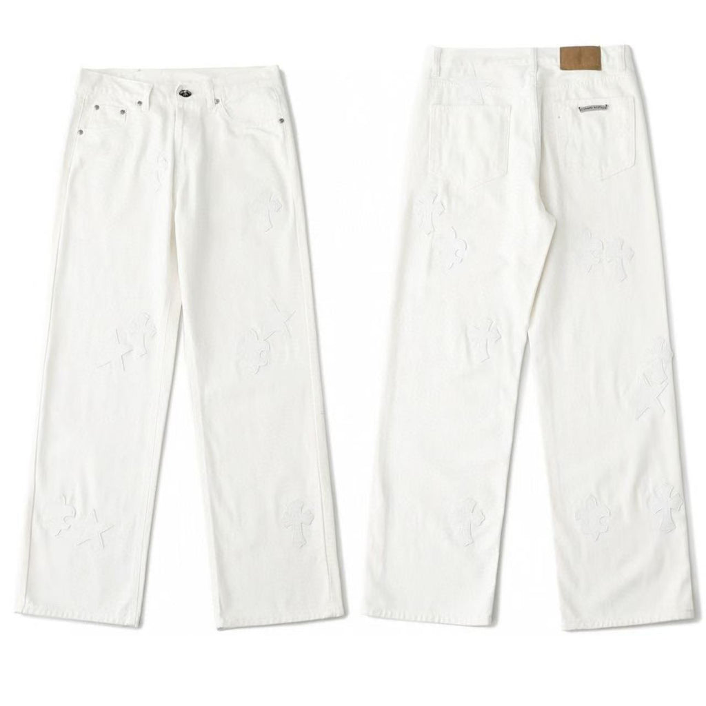 Chrome Cross Label Washed Jeans — Couple Loose Fit