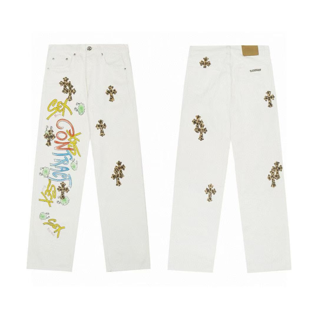 Chrome Cross Label Washed Jeans — Couple Loose Fit