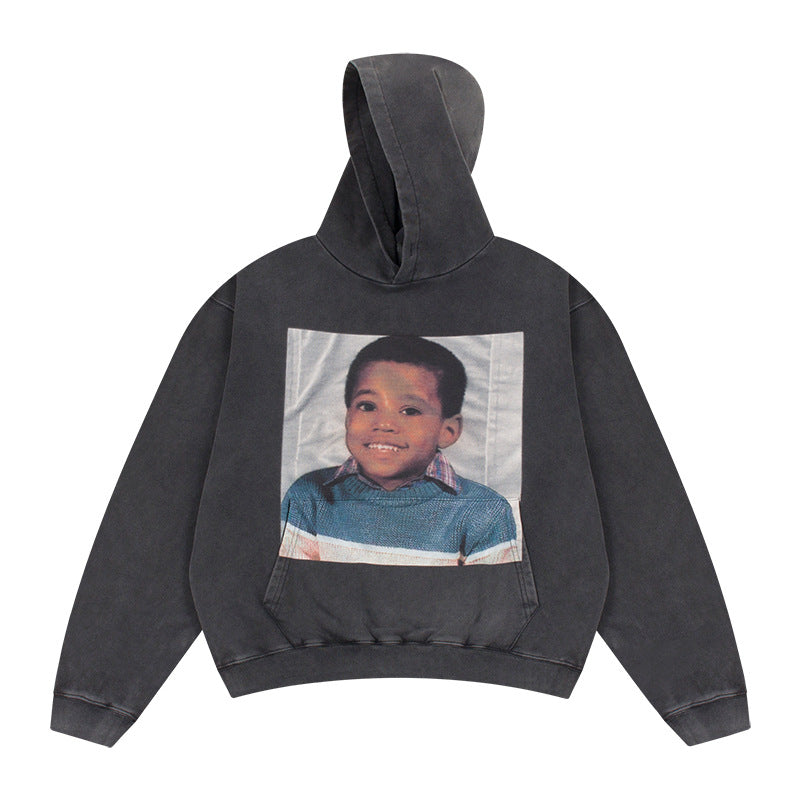 Cohen Portrait Washed Hoodie — Oversized Fit