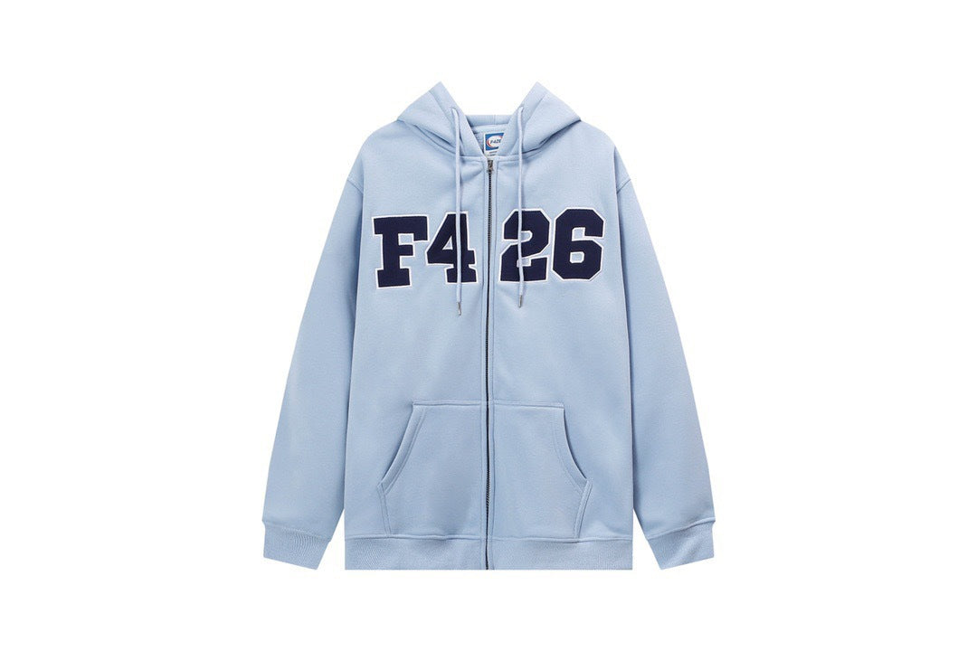 Embroidered Zip Hoodie