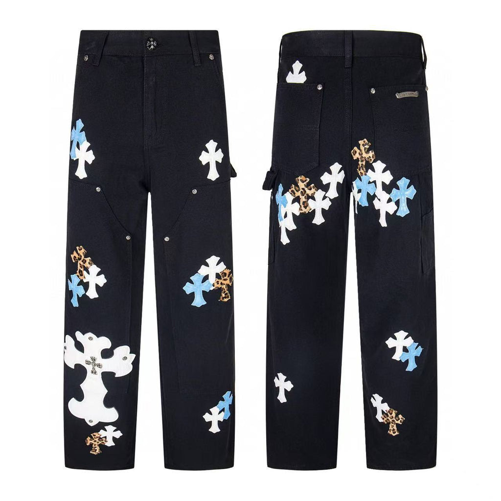 Chrome Cross Label Washed Jeans — Couple Loose Fit