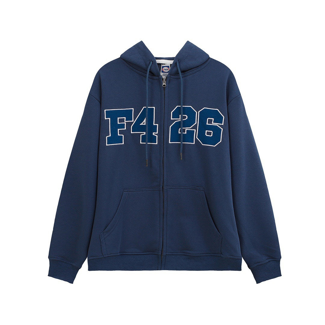 Embroidered Zip Hoodie