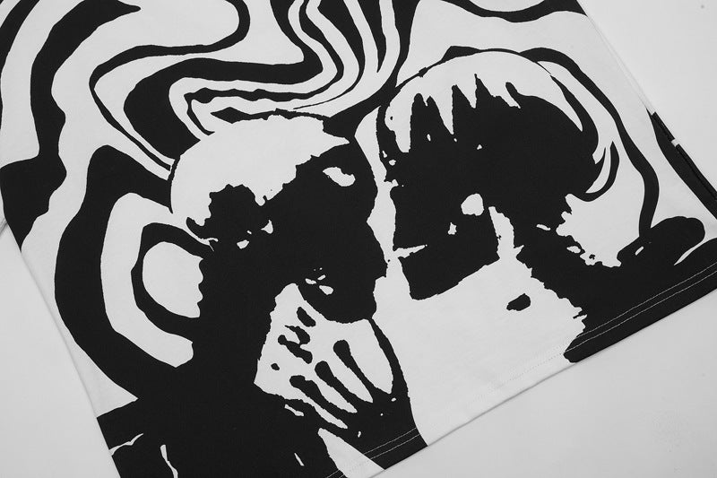 Skull Couple Graphic Tee — Dark Series Oversized
