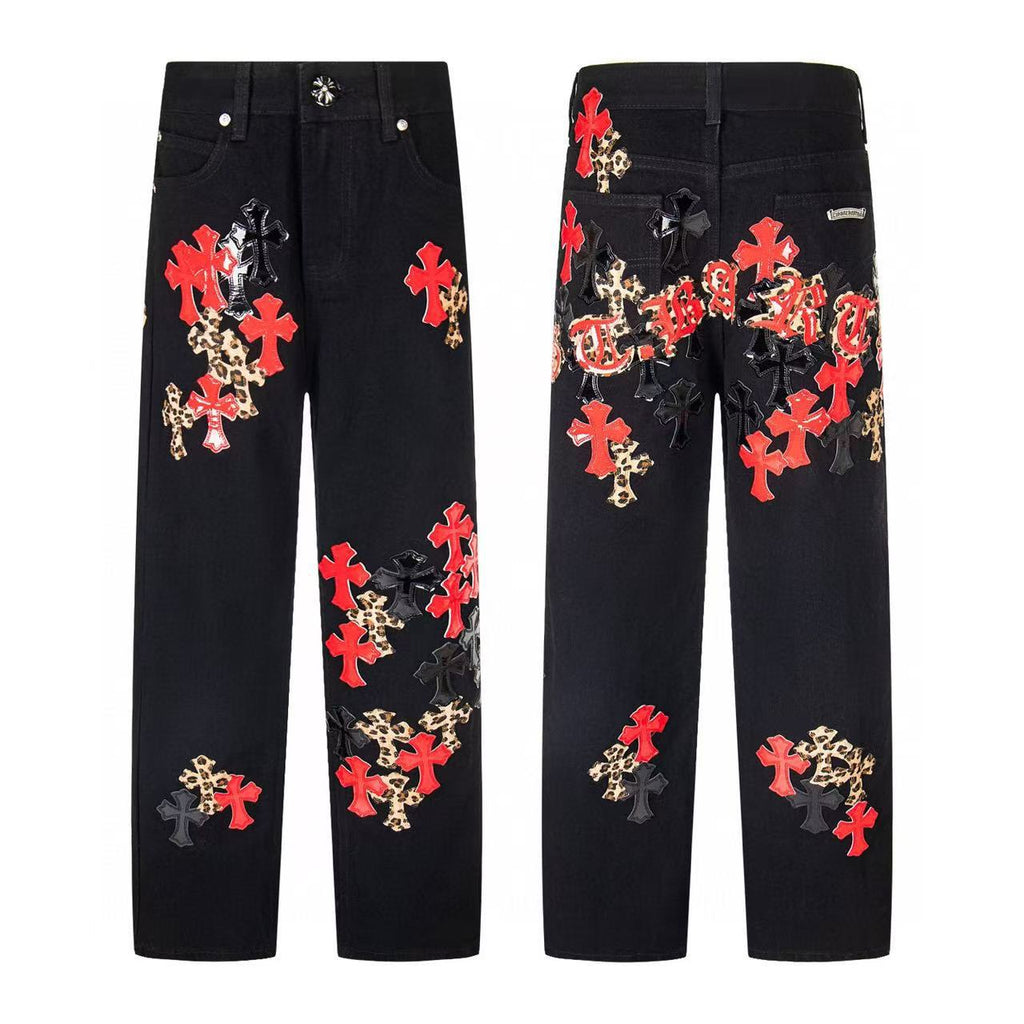 Chrome Cross Label Washed Jeans — Couple Loose Fit