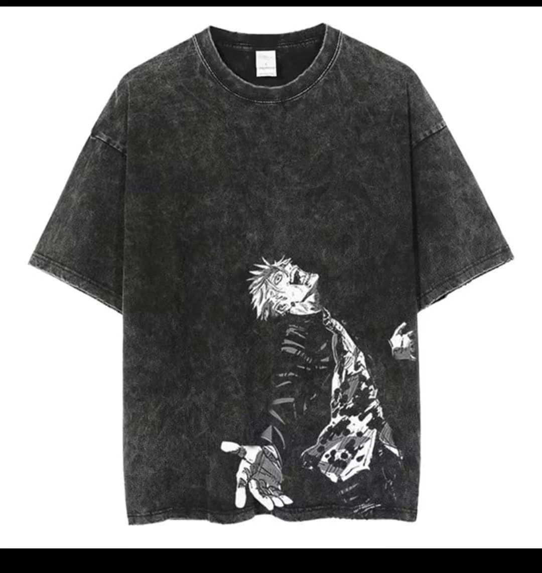 Cartoon Print Washed Tee — Oversized Unisex