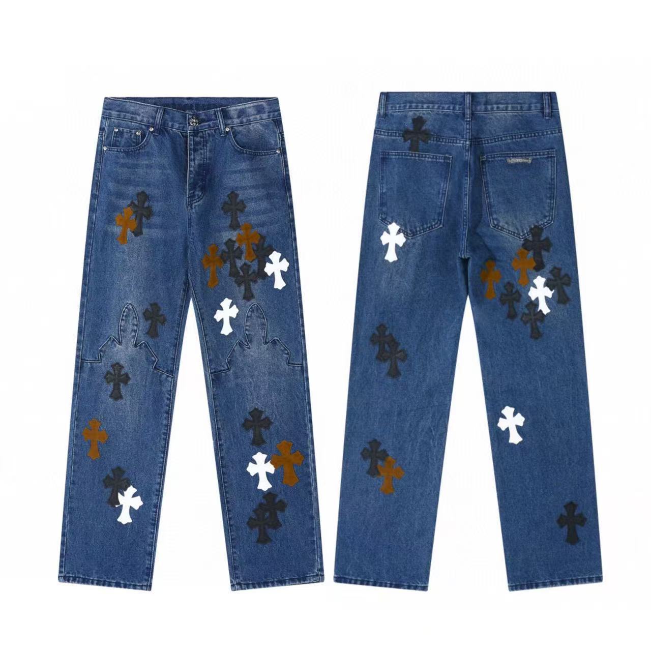 Chrome Cross Label Washed Jeans — Couple Loose Fit