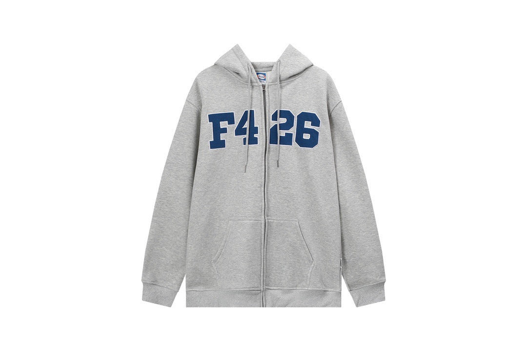 Embroidered Zip Hoodie