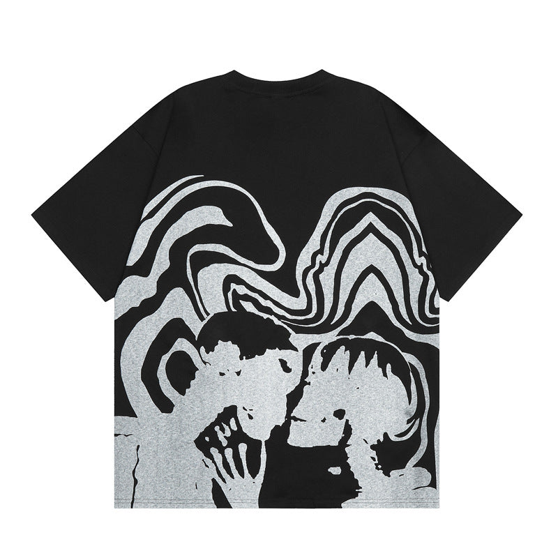 Skull Couple Graphic Tee — Dark Series Oversized