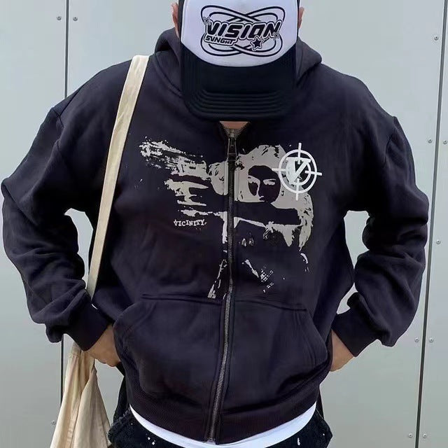 Zip-Up Hoodie Cardigan — Oversized Street Style