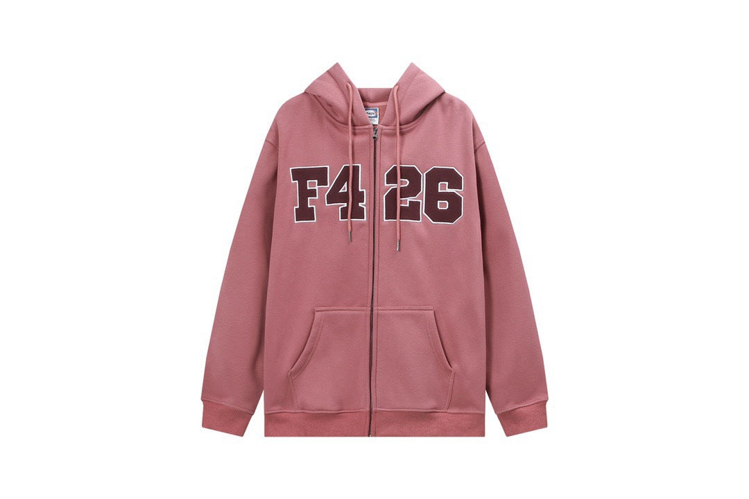 Embroidered Zip Hoodie