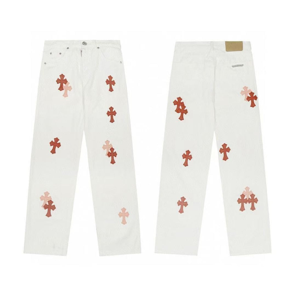 Chrome Cross Label Washed Jeans — Couple Loose Fit