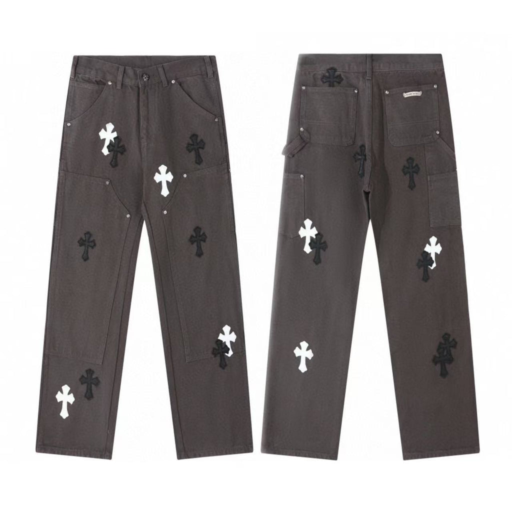Chrome Cross Label Washed Jeans — Couple Loose Fit