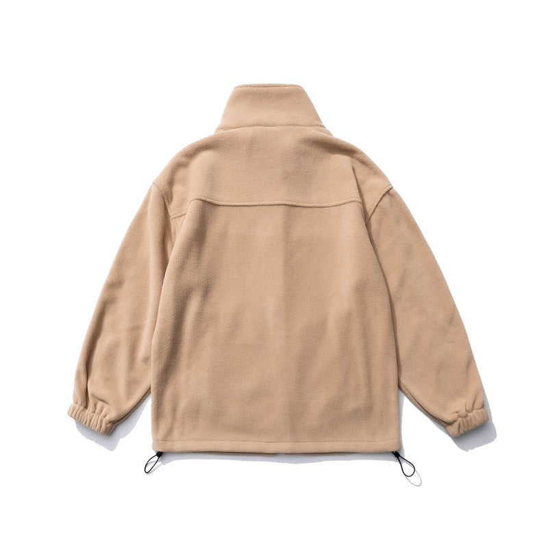 Stand Collar Zip Fleece Jacket — Relaxed Fit