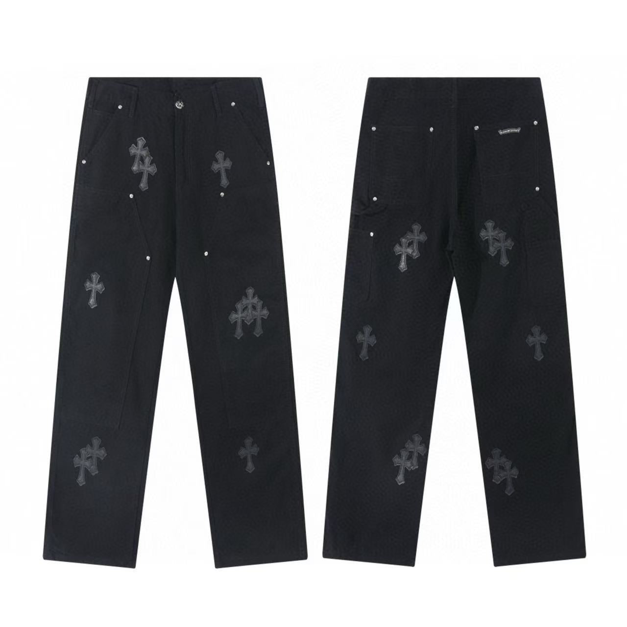 Chrome Cross Label Washed Jeans — Couple Loose Fit