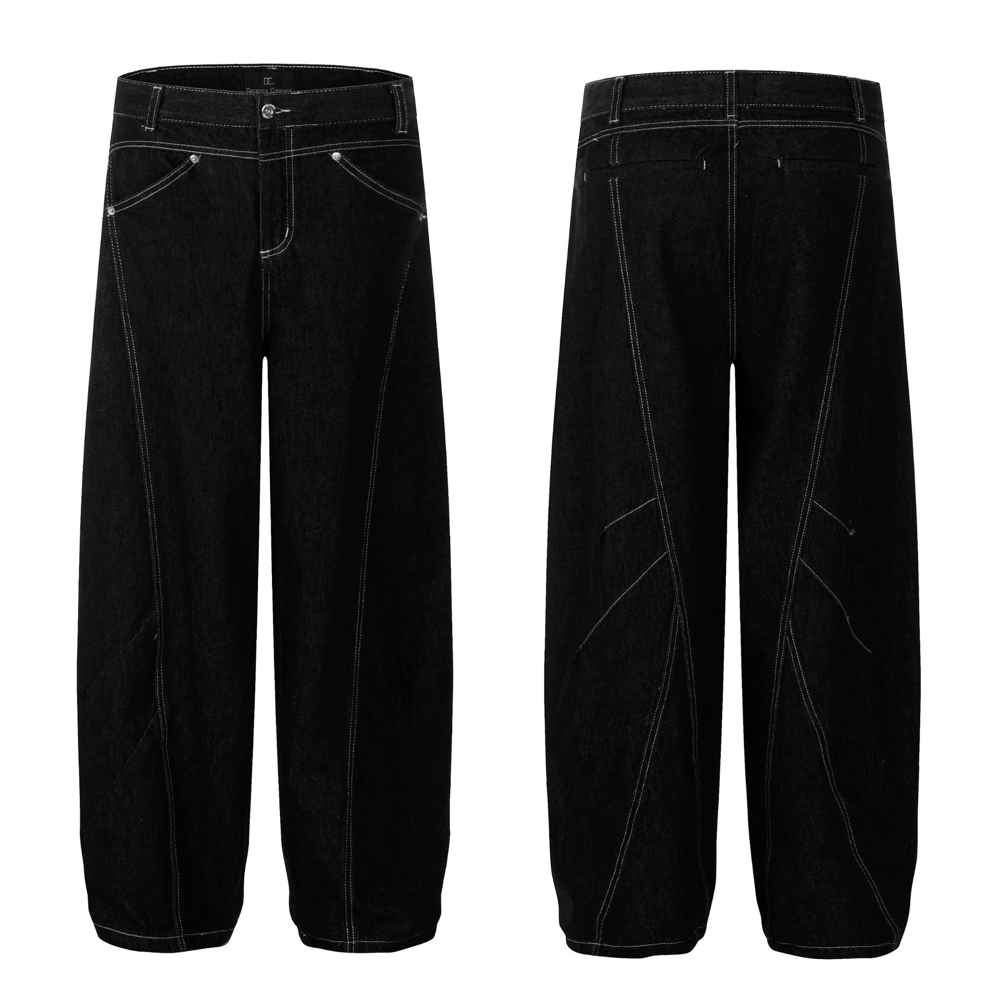 Washed Black Wide-Leg Jeans — Unisex Retro Loose Fit