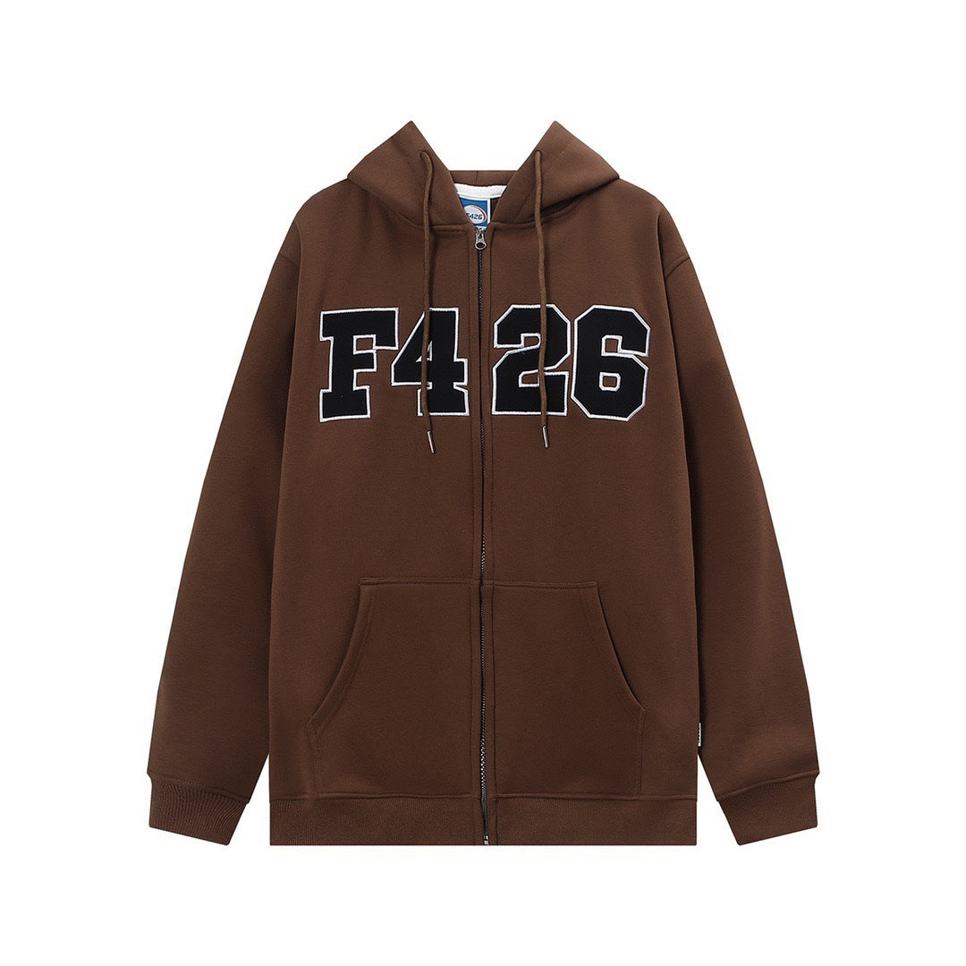 Embroidered Zip Hoodie