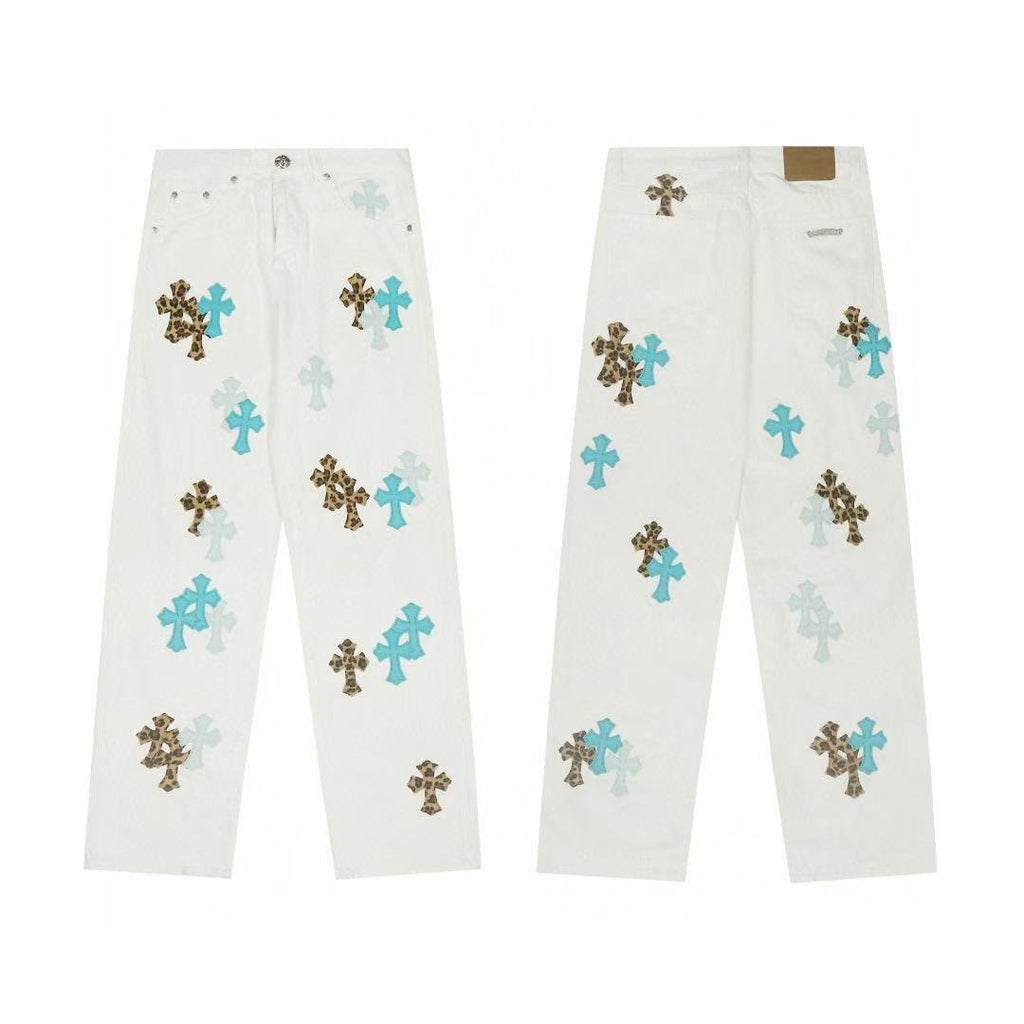 Chrome Cross Label Washed Jeans — Couple Loose Fit
