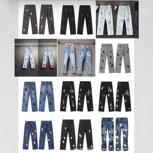 Chrome Cross Label Washed Jeans — Couple Loose Fit