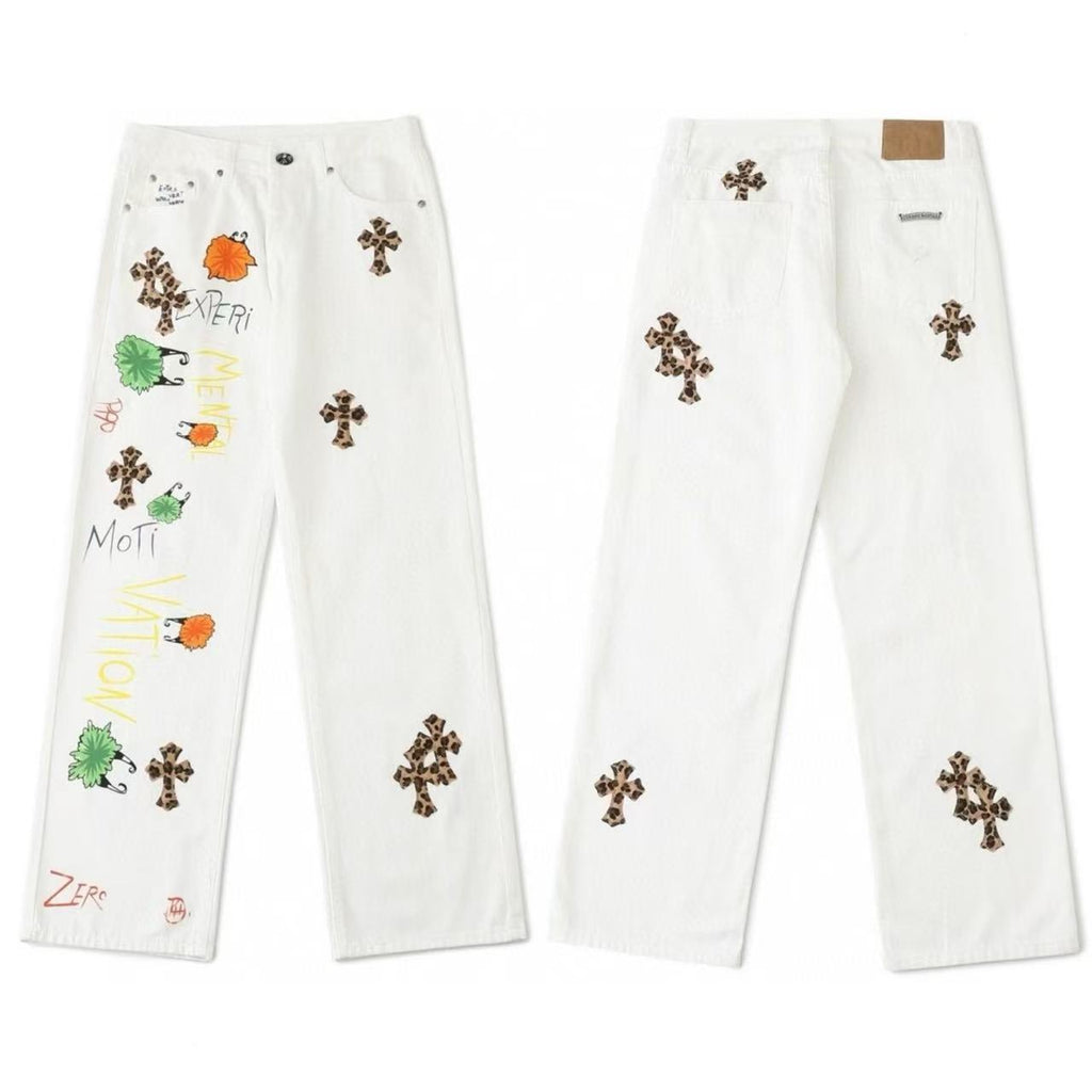 Chrome Cross Label Washed Jeans — Couple Loose Fit