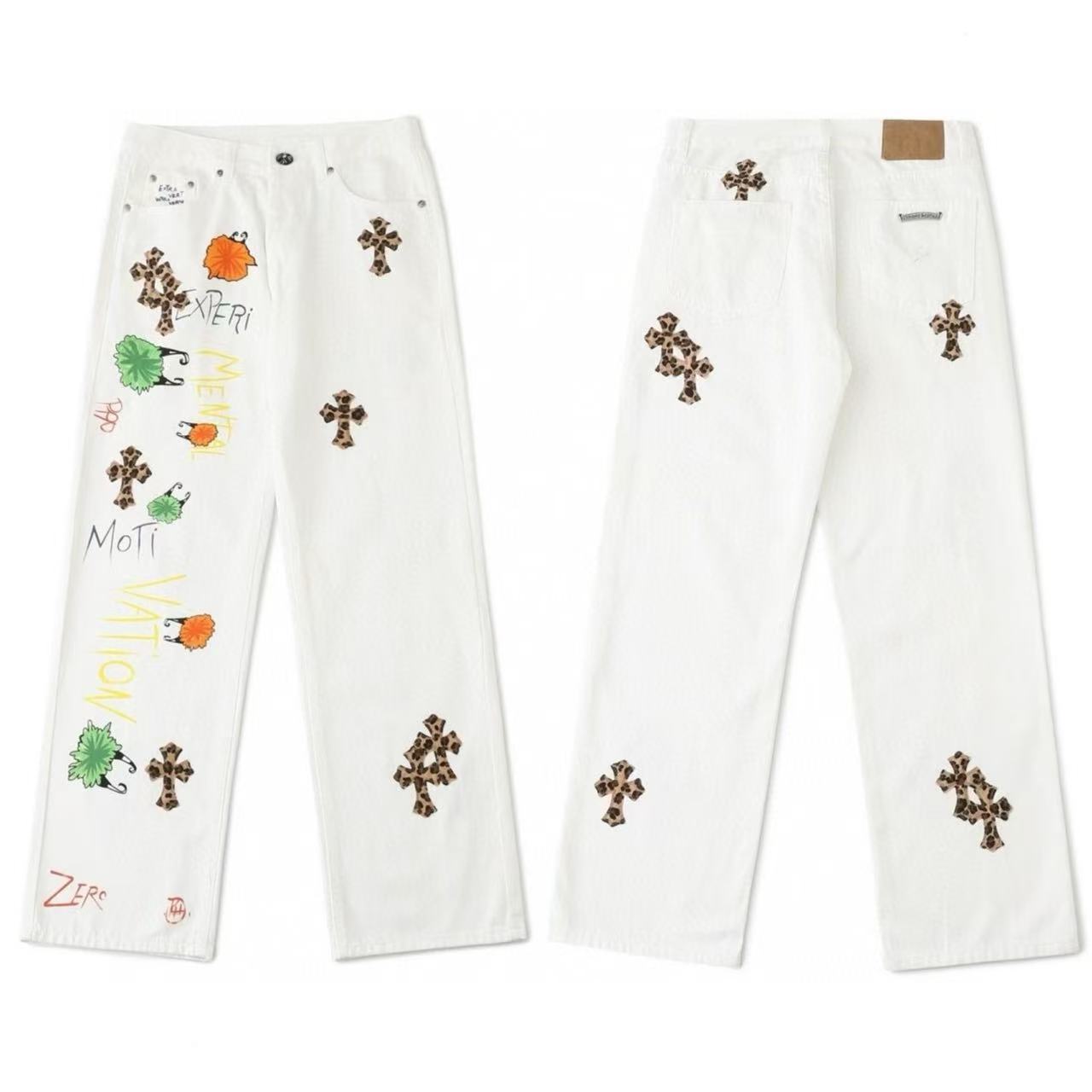 Chrome Cross Label Washed Jeans — Couple Loose Fit