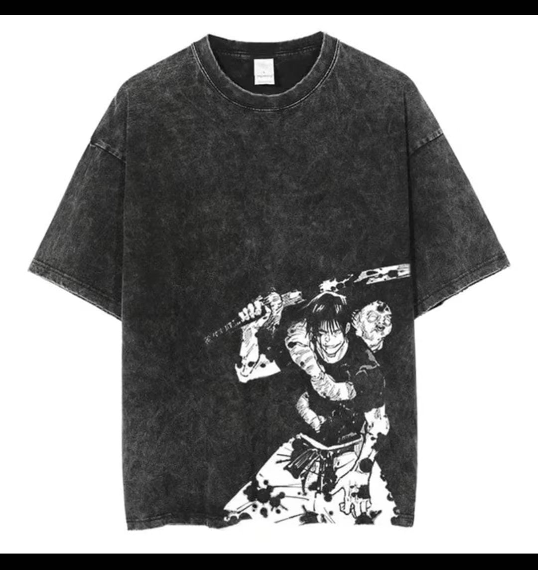 Cartoon Print Washed Tee — Oversized Unisex