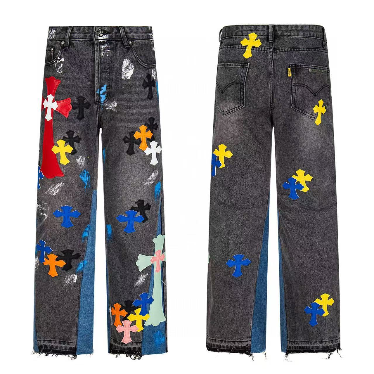 Chrome Cross Label Washed Jeans — Couple Loose Fit