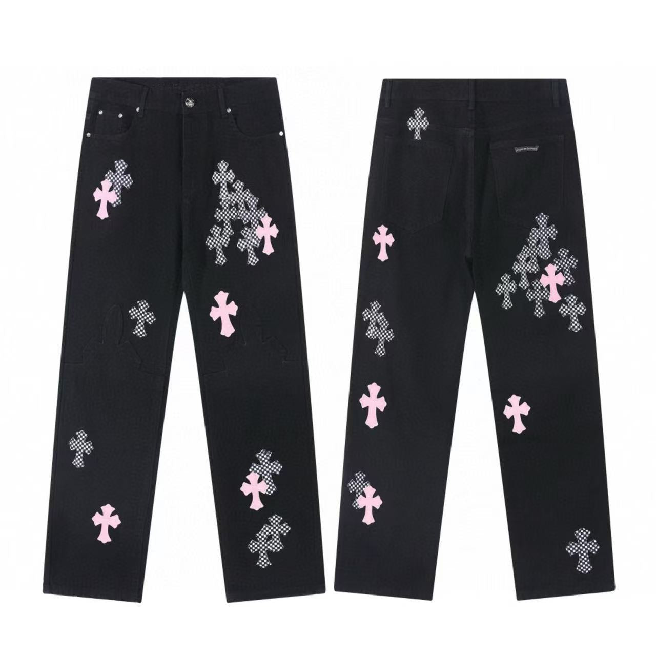 Chrome Cross Label Washed Jeans — Couple Loose Fit