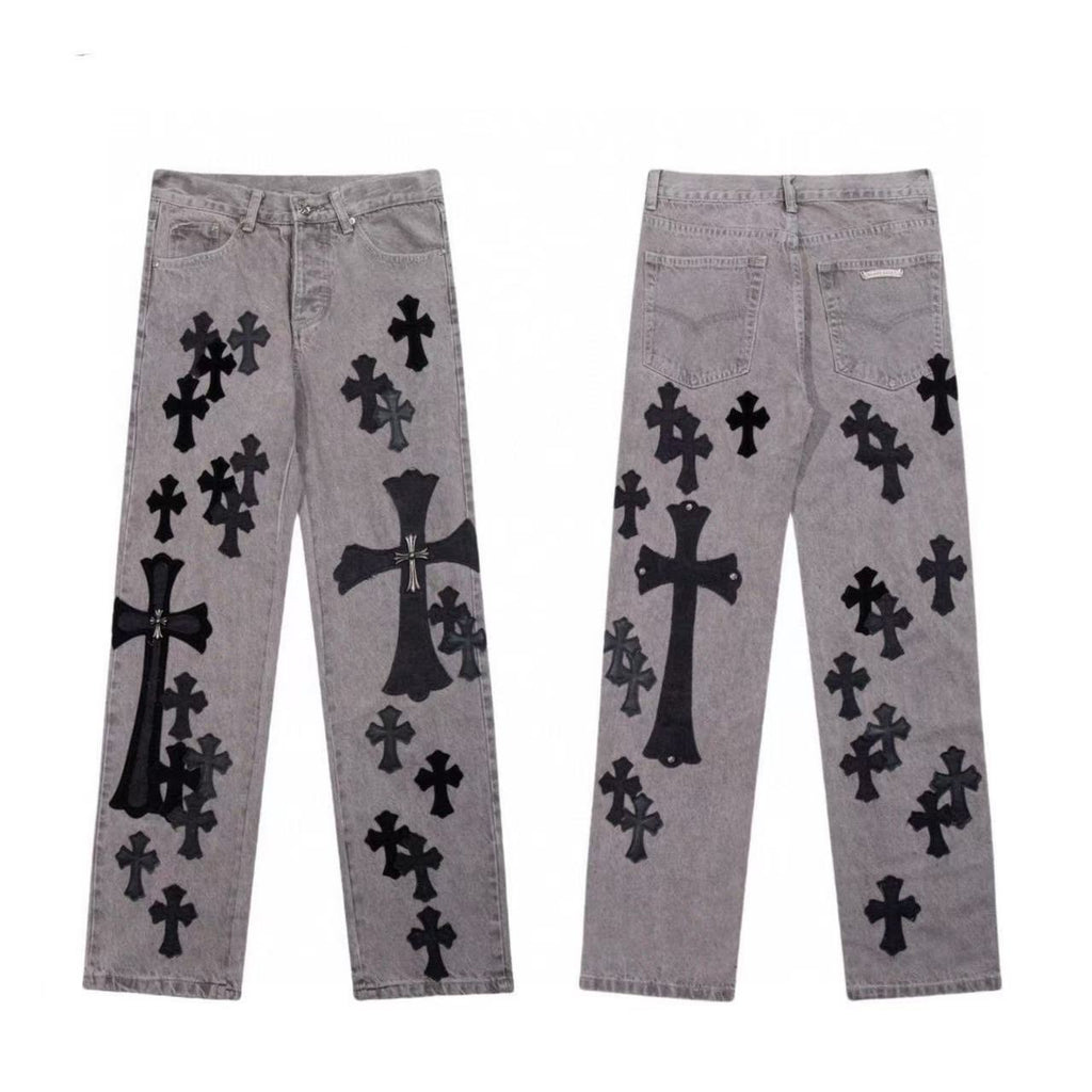 Chrome Cross Label Washed Jeans — Couple Loose Fit