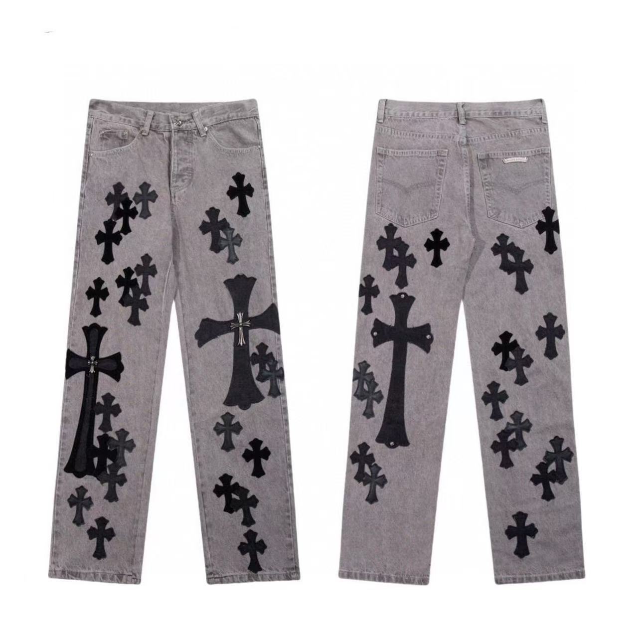 Chrome Cross Label Washed Jeans — Couple Loose Fit