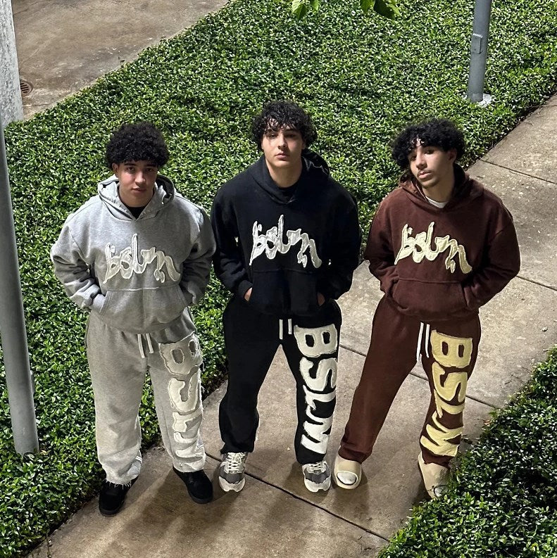 3D Letter Print Hoodie Set — Unisex American Streetwear
