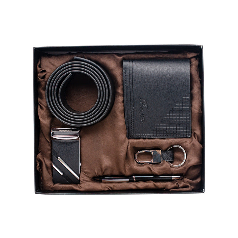 Men's Business Gift Set — Wallet, Belt, Keychain & Pen
