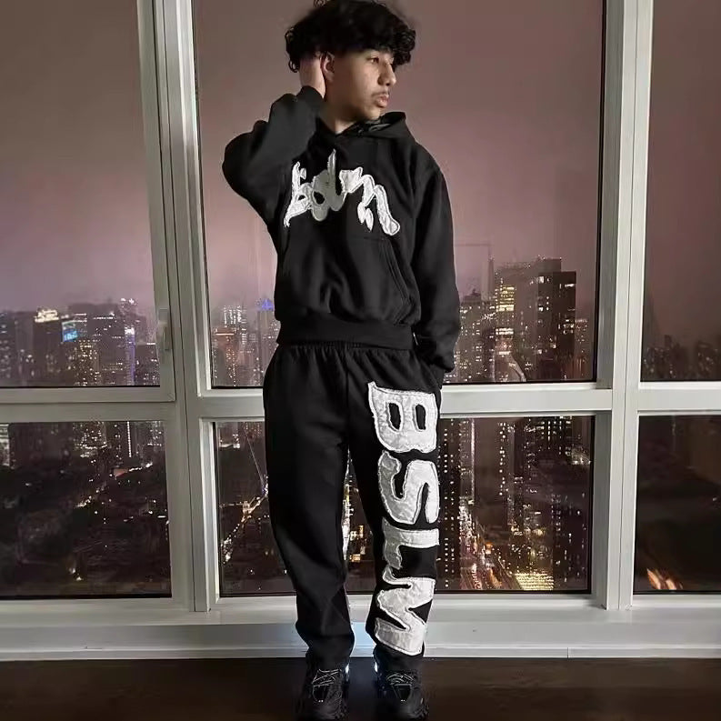 3D Letter Print Hoodie Set — Unisex American Streetwear
