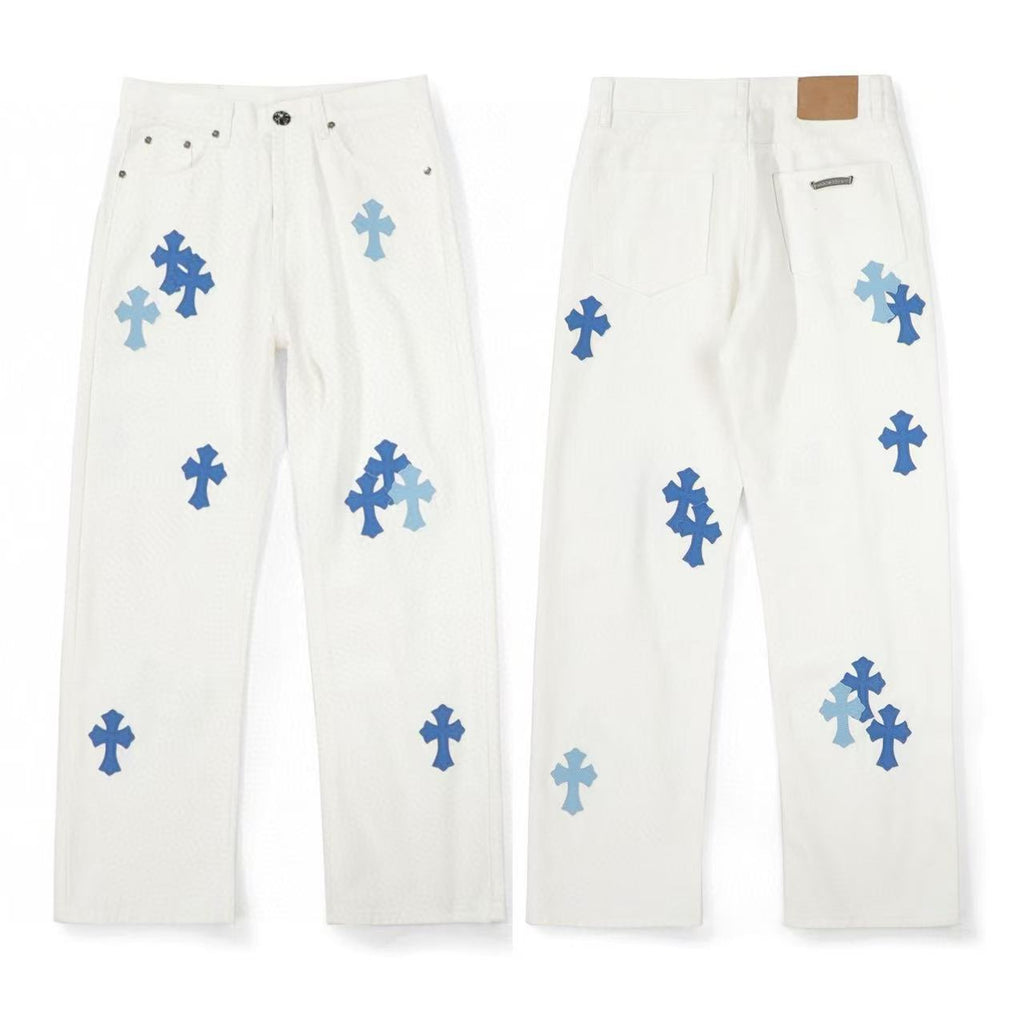 Chrome Cross Label Washed Jeans — Couple Loose Fit