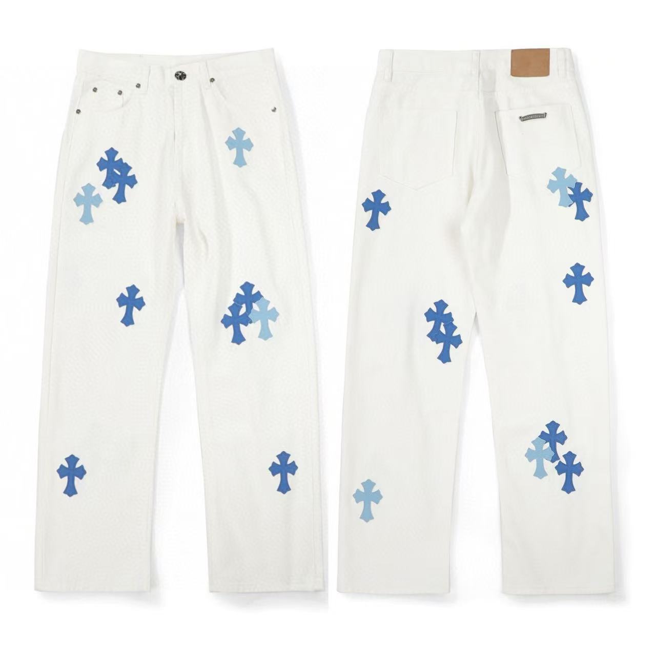 Chrome Cross Label Washed Jeans — Couple Loose Fit